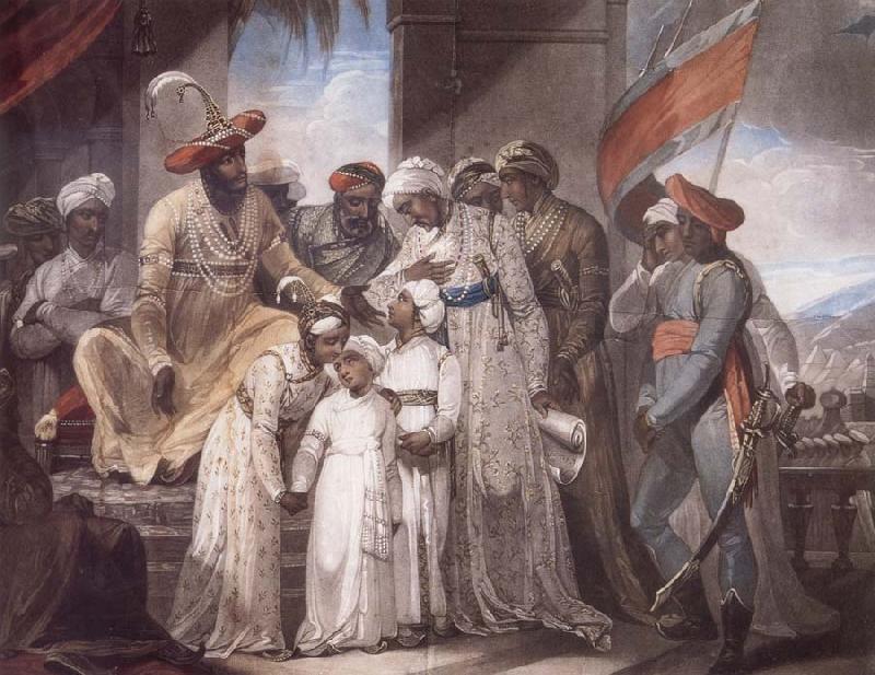 Henry Singleton The Sons of Tipu Sultan Leaving their Father France oil painting art